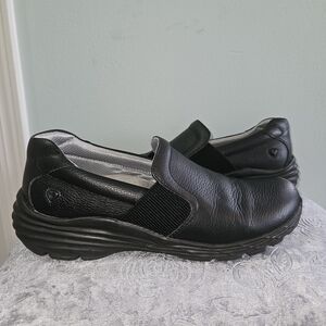 Nurse Mates Black Slip-On Leather Comfort Loafer